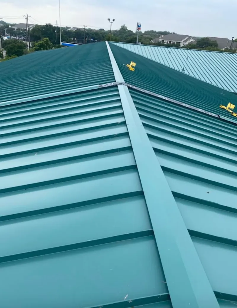 Green commercial metal roof ridge and valley for Metal Roof Repair in Athens